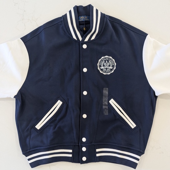 POLO RALPH LAUREN US Open Baseball Jacket Navy White Womens S NWT $298 Varsity - Picture 3 of 17